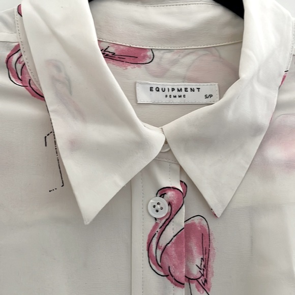 Equipment Signature Flamingo Print Silk Shirt (Size Small) - Picture 2 of 4